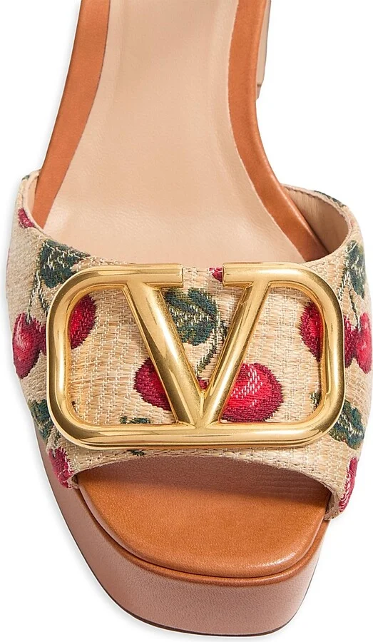 Women's VLogo Signature Cherryfic Platform Sandals 115MM - Natural Red Multicolor - Size 7 - Image 5