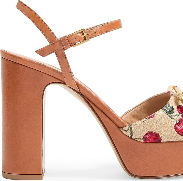 Women's VLogo Signature Cherryfic Platform Sandals 115MM - Natural Red Multicolor - Size 7 - Image 6