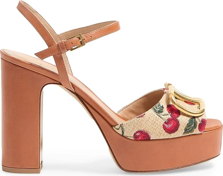 Women's VLogo Signature Cherryfic Platform Sandals 115MM - Natural Red Multicolor - Size 7