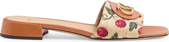 Women's VLogo Signature Cherryfic Slide Sandals 20MM - Natural Red Multicolor - Size 7