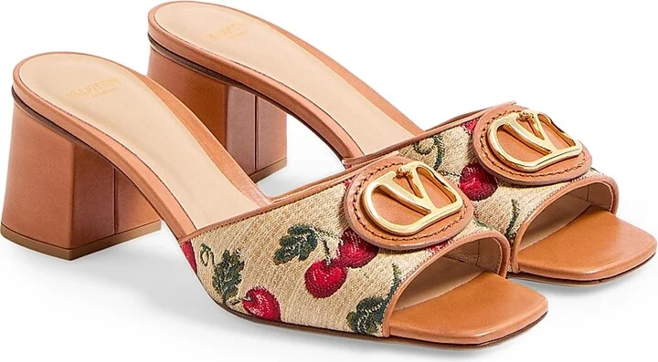 Women's VLogo Signature Cherryfic Slide Sandals 60MM - Natural Red Multicolor - Size 7 - Image 2
