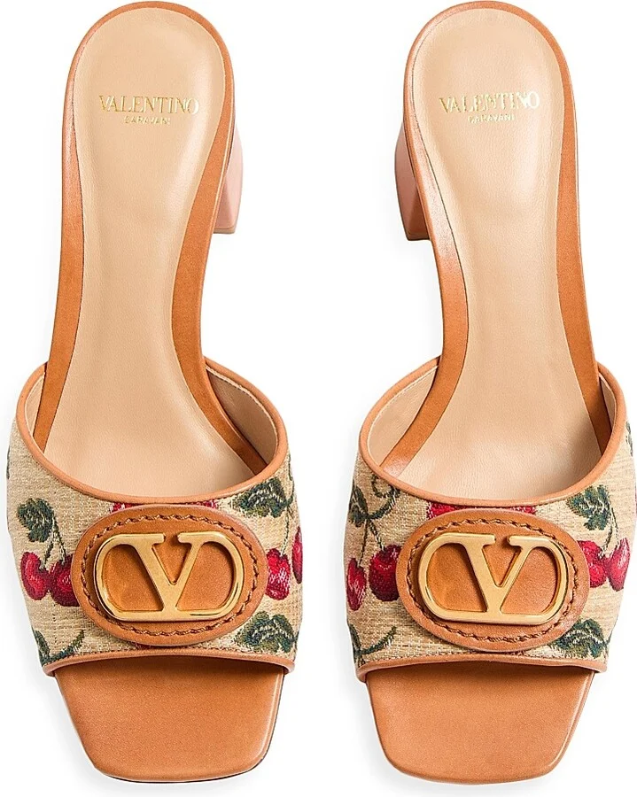 Women's VLogo Signature Cherryfic Slide Sandals 60MM - Natural Red Multicolor - Size 7 - Image 4