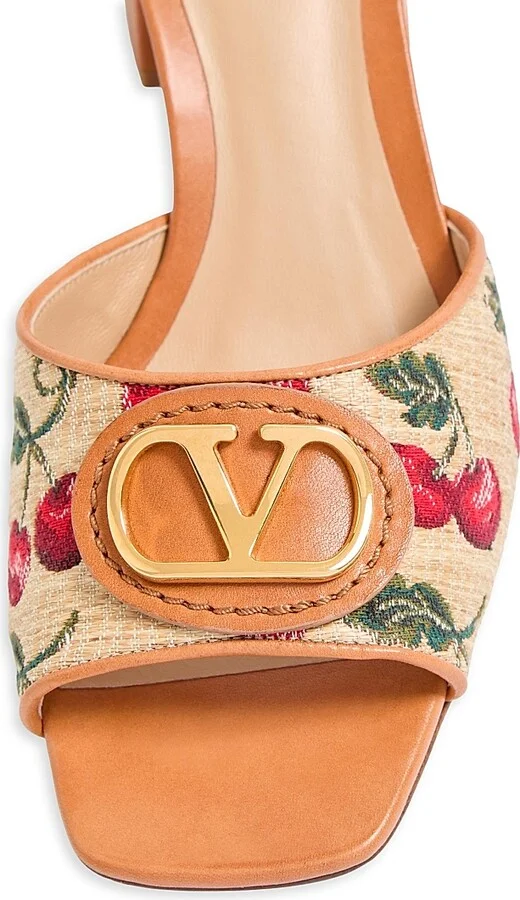 Women's VLogo Signature Cherryfic Slide Sandals 60MM - Natural Red Multicolor - Size 7 - Image 6
