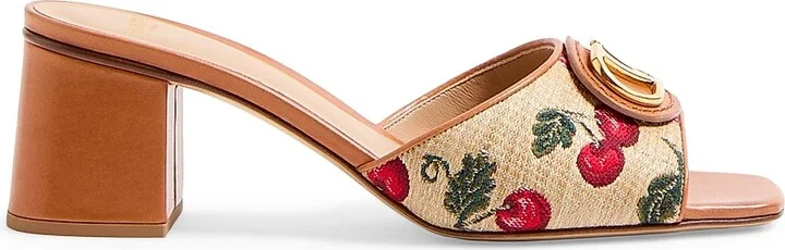 Women's VLogo Signature Cherryfic Slide Sandals 60MM - Natural Red Multicolor - Size 7
