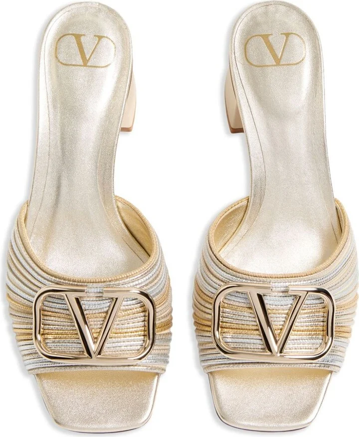 Women's Vlogo Signature Metallic Slide Sandal With Cornely Embroidery 60Mm - Image 4
