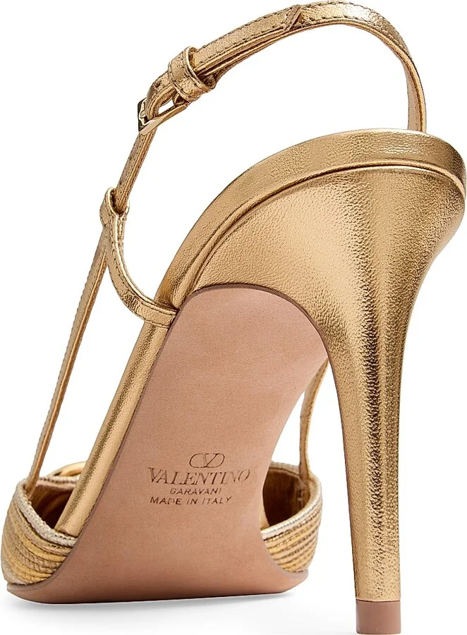 Women's VLogo Signature Metallic Slingback Pumps 80MM - Gold - Size 8 - Image 5