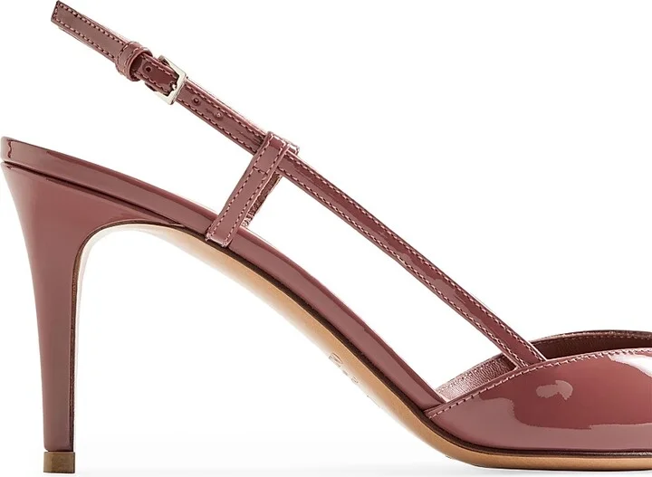 Women's VLogo Signature Patent Leather Slingback Pumps 80MM - Brown - Size 7 - Image 6