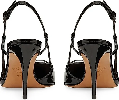 Women's VLogo Signature Patent Leather Slingback Pumps 80MM - Brown - Size 7 - Image 9