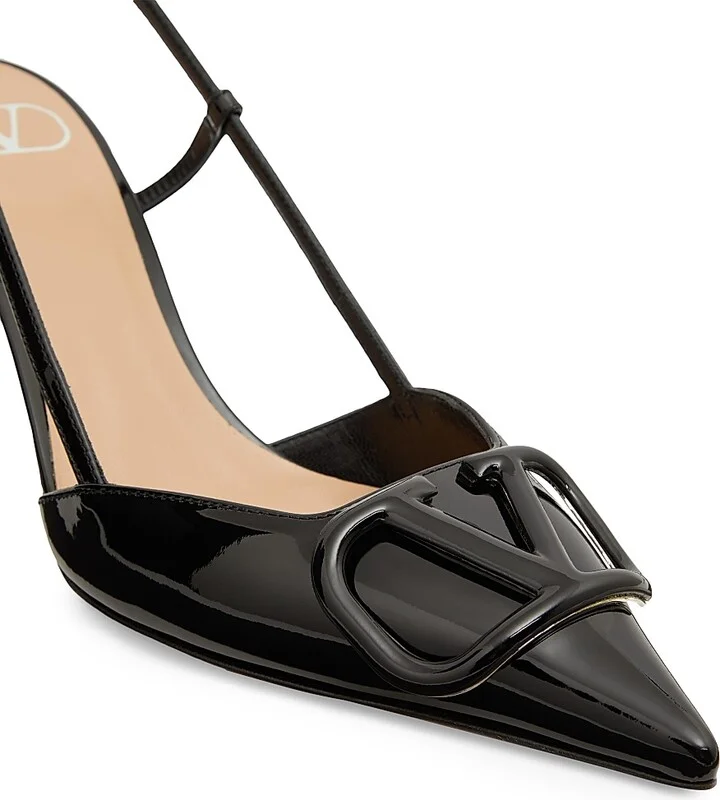 Women's VLogo Signature Patent Leather Slingback Pumps 80MM - Brown - Size 7 - Image 11