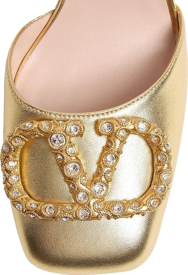 Women's VLogo Signature Platform Pumps 115MM - Antique Brass Crystal - Size 7 - Image 5