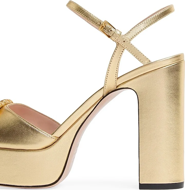 Women's VLogo Signature Platform Pumps 115MM - Antique Brass Crystal - Size 7 - Image 6