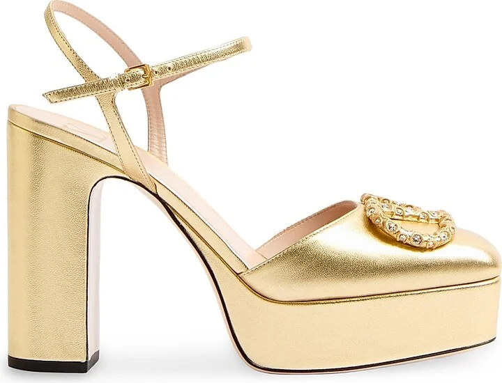 Women's VLogo Signature Platform Pumps 115MM - Antique Brass Crystal - Size 7