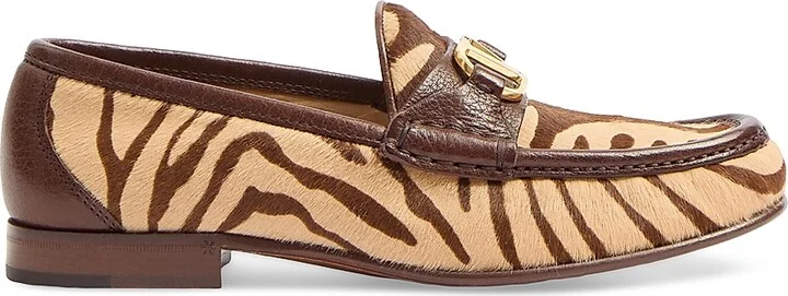 Women's VLogo Signature Pony-Effect 20MM Calfskin Loafers - Beige Brown - Size 7