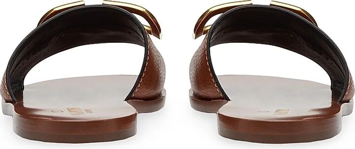 Women's Vlogo Signature Slide Sandal In Grainy Cowhide With Accessory - Tan - Size 4 - Image 3