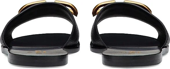 Women's VLogo Signature Slide Sandals in Grainy Cowhide - Black - Size 6 - Image 4