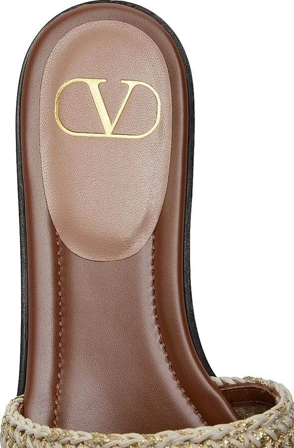 Women's VLogo Signature Slide Sandals with Crochet Embroidery - Brown Multicolor - Size 6 - Image 6