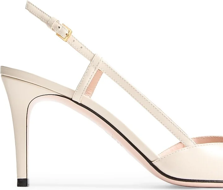 Women's VLogo Signature Slingback Calfskin 80MM Pumps - Ivory - Size 7 - Image 6