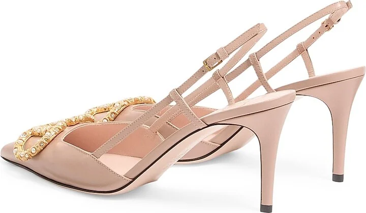 Women's VLogo Signature Slingback Calfskin 80MM Pumps - Ivory - Size 7 - Image 9