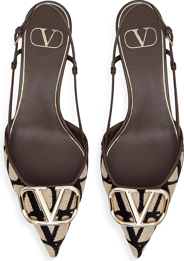 Women's VLogo Signature Slingback Pumps 40MM - Fondant Natural - Size 6 - Image 4