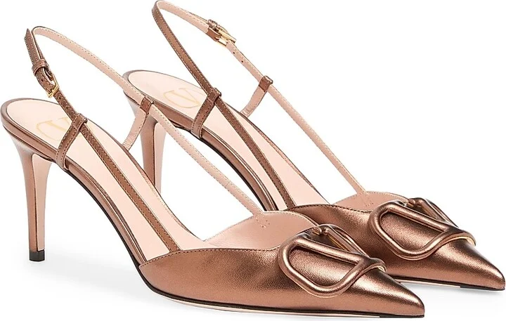 Women's VLogo Signature Slingback Pumps 80MM - Bronze - Size 6 - Image 2