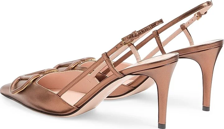 Women's VLogo Signature Slingback Pumps 80MM - Bronze - Size 6 - Image 3