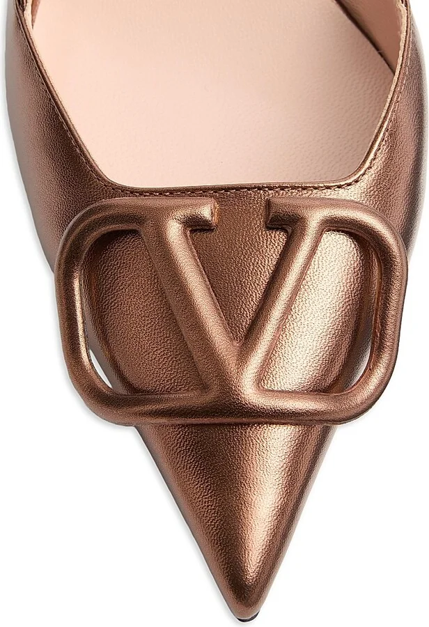 Women's VLogo Signature Slingback Pumps 80MM - Bronze - Size 6 - Image 5