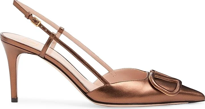 Women's VLogo Signature Slingback Pumps 80MM - Bronze - Size 6