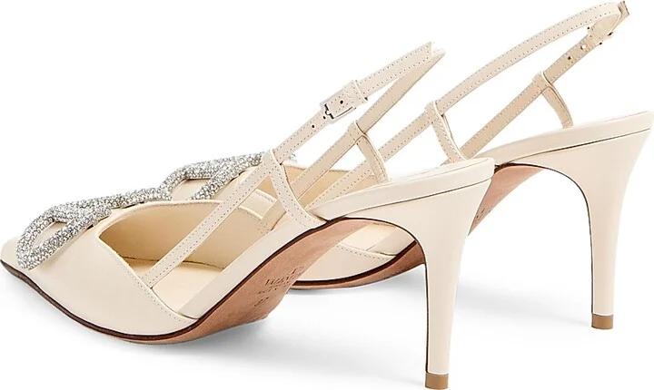 Women's VLogo Signature Slingback Pumps 80MM - Light Ivory - Size 5 - Image 3
