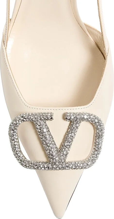 Women's VLogo Signature Slingback Pumps 80MM - Light Ivory - Size 5 - Image 5
