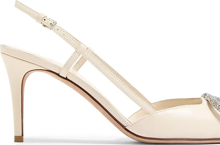 Women's VLogo Signature Slingback Pumps 80MM - Light Ivory - Size 5 - Image 6
