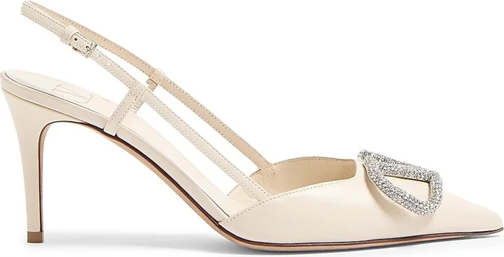 Women's VLogo Signature Slingback Pumps 80MM - Light Ivory - Size 5