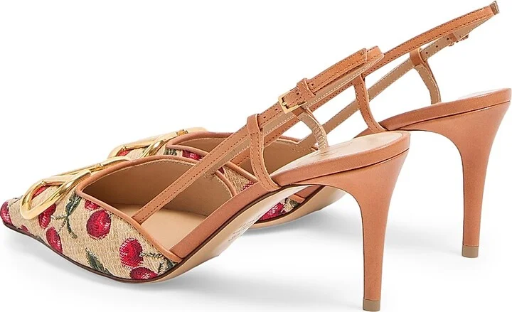 Women's VLogo Signature Slingback Pumps 80MM - Natural Red Multicolor - Size 7 - Image 3
