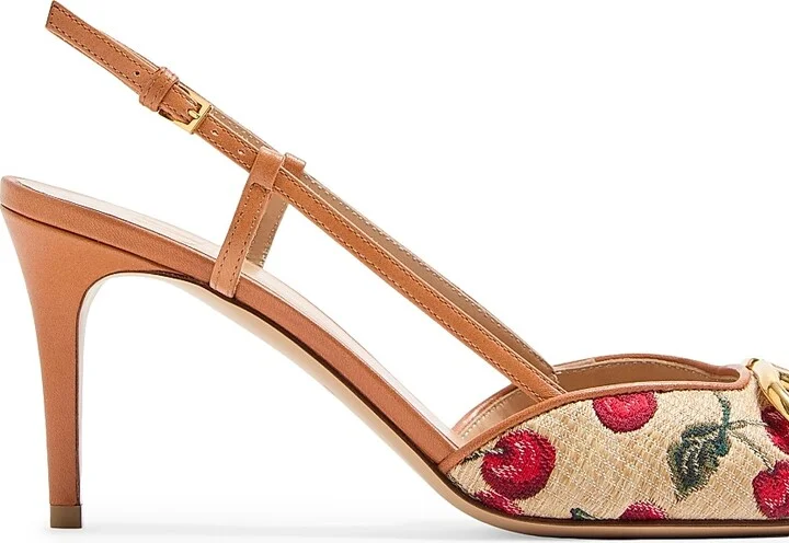 Women's VLogo Signature Slingback Pumps 80MM - Natural Red Multicolor - Size 7 - Image 5