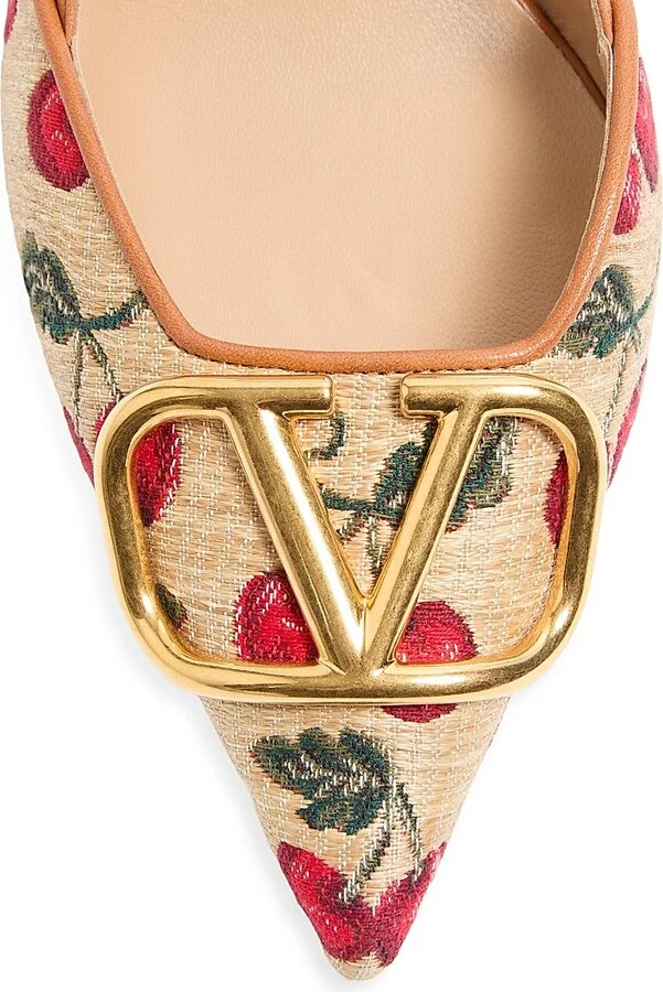 Women's VLogo Signature Slingback Pumps 80MM - Natural Red Multicolor - Size 7 - Image 6