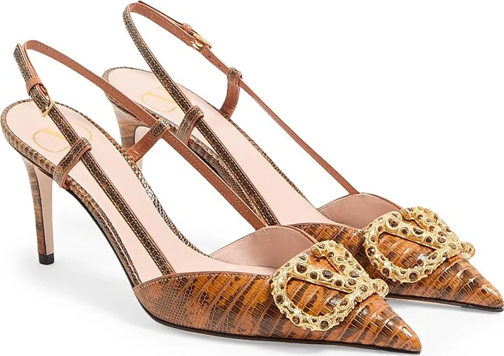 Women's VLogo Signature Slingback Pumps 80MM - Straw Smoked Topaz - Size 7 - Image 2