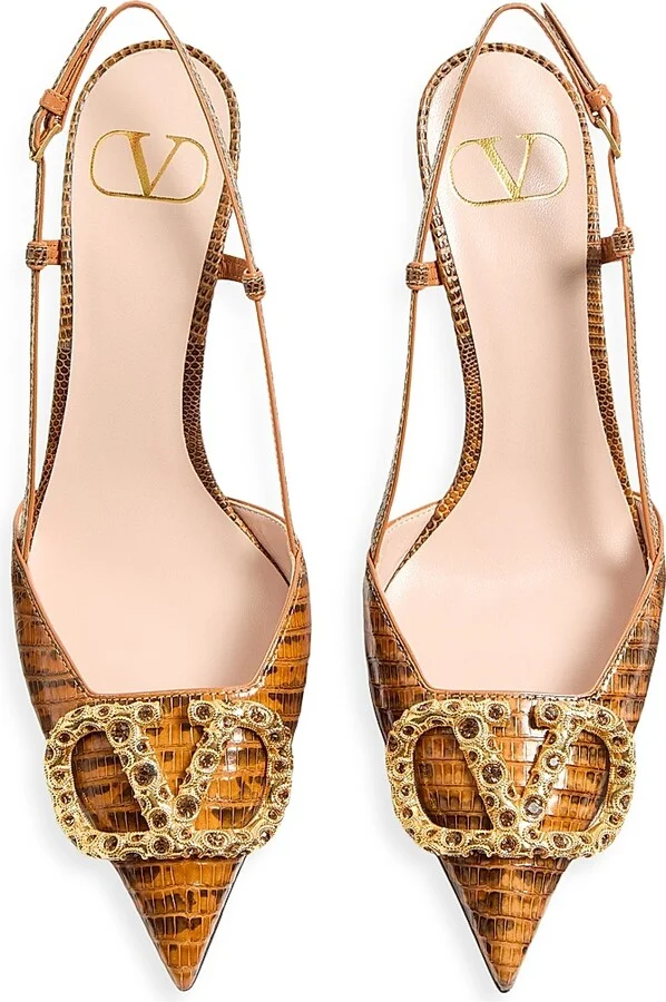 Women's VLogo Signature Slingback Pumps 80MM - Straw Smoked Topaz - Size 7 - Image 4