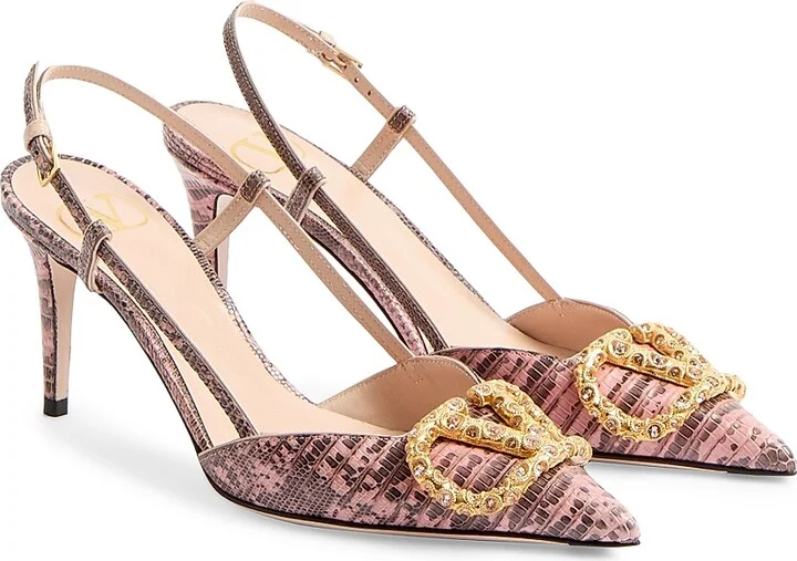 Women's VLogo Signature Slingback Pumps 80MM - Straw Smoked Topaz - Size 7 - Image 8