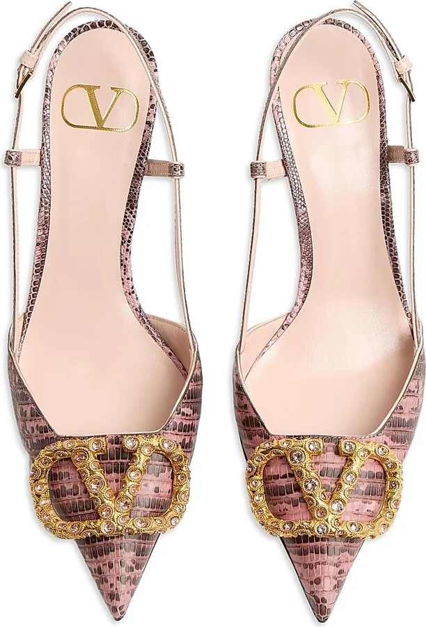 Women's VLogo Signature Slingback Pumps 80MM - Straw Smoked Topaz - Size 7 - Image 10