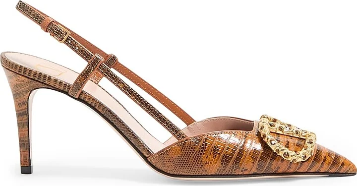 Women's VLogo Signature Slingback Pumps 80MM - Straw Smoked Topaz - Size 7