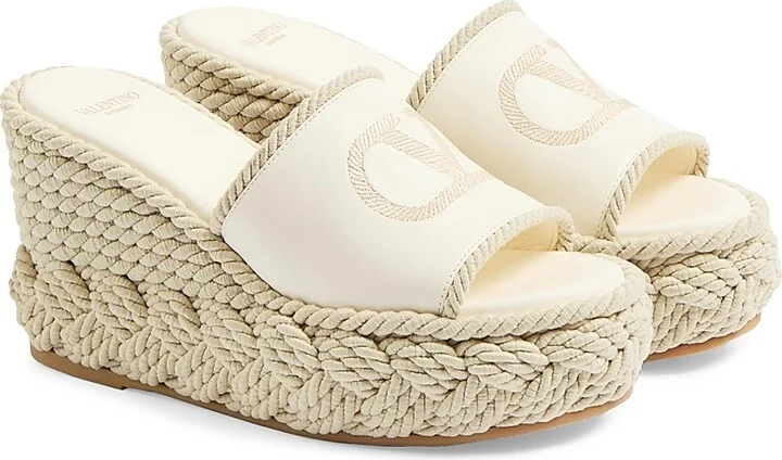 Women's VLogo Torchon 100MM Wedge Slides in Nappa - Ivory - Size 6 Sandals - Image 2