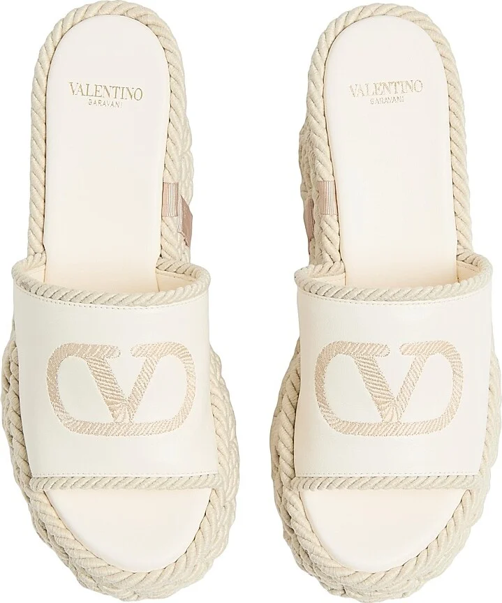 Women's VLogo Torchon 100MM Wedge Slides in Nappa - Ivory - Size 6 Sandals - Image 5
