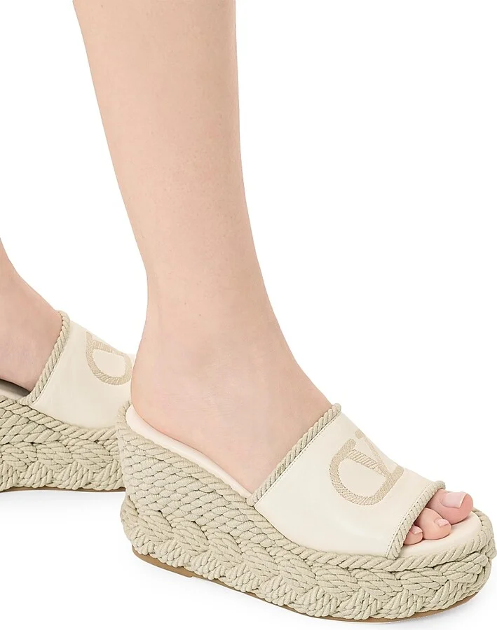 Women's VLogo Torchon 100MM Wedge Slides in Nappa - Ivory - Size 6 Sandals - Image 8