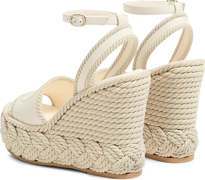 Women's VLogo Torchon Wedge Sandals in Nappa 130MM - Ivory - Size 8 - Image 3