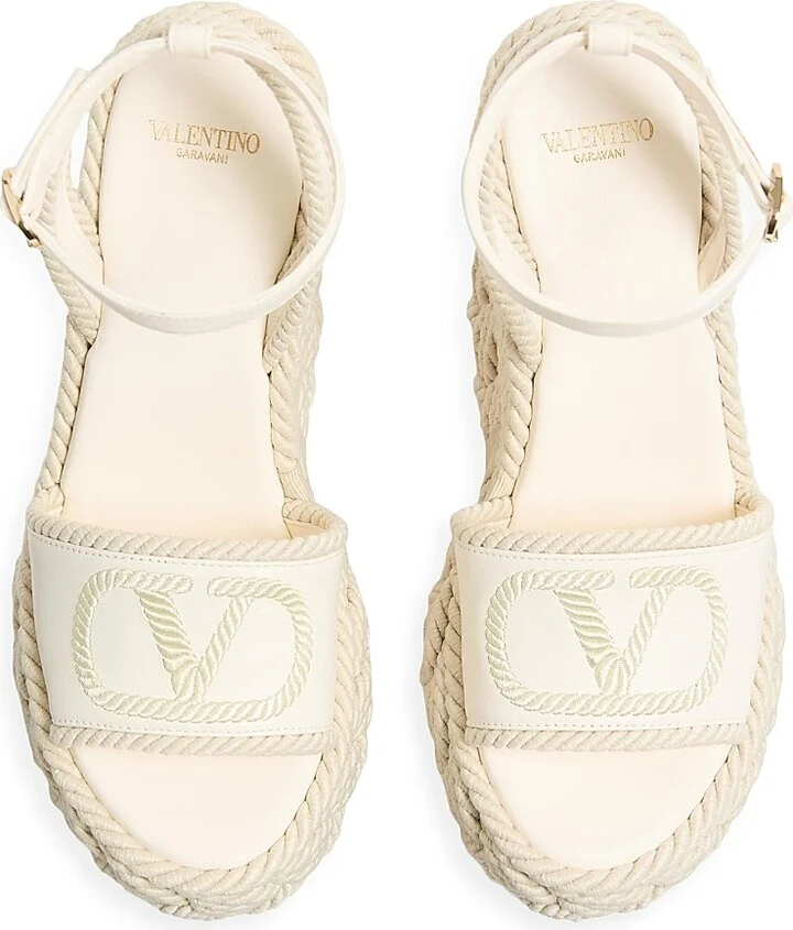 Women's VLogo Torchon Wedge Sandals in Nappa 130MM - Ivory - Size 8 - Image 4
