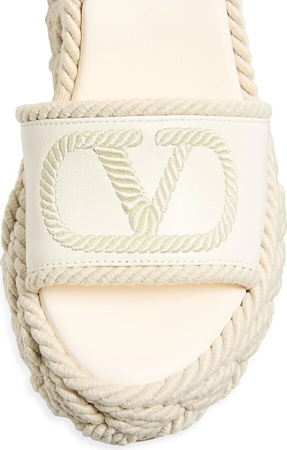 Women's VLogo Torchon Wedge Sandals in Nappa 130MM - Ivory - Size 8 - Image 5