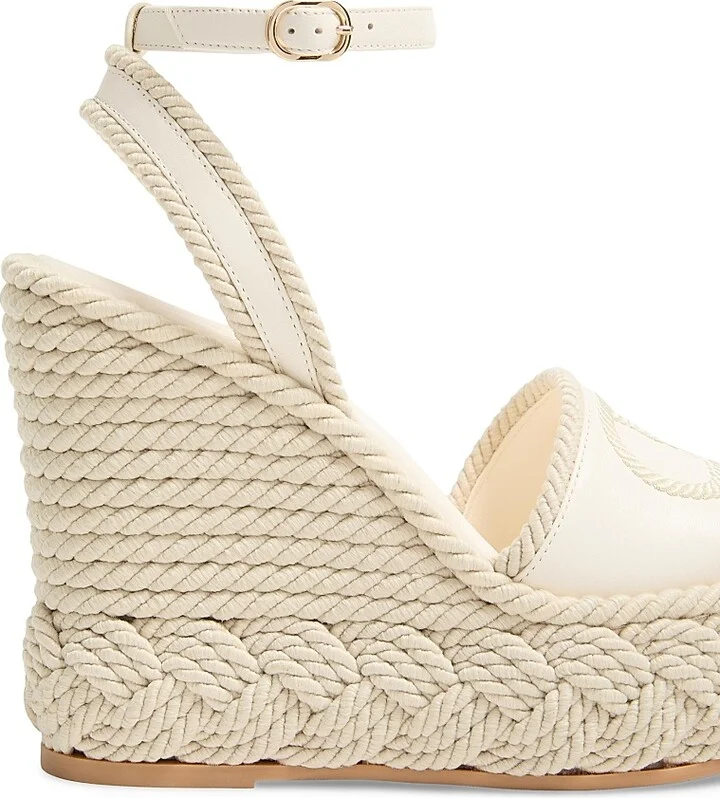 Women's VLogo Torchon Wedge Sandals in Nappa 130MM - Ivory - Size 8 - Image 6