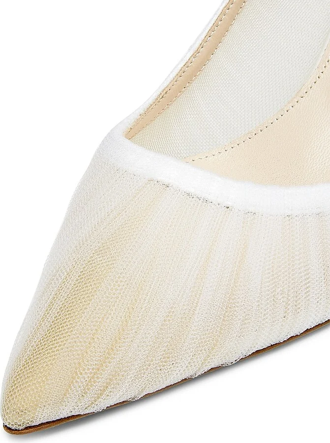 Women's Voile 65MM Tulle & Satin Pumps - White - Size 5.5 - Image 5