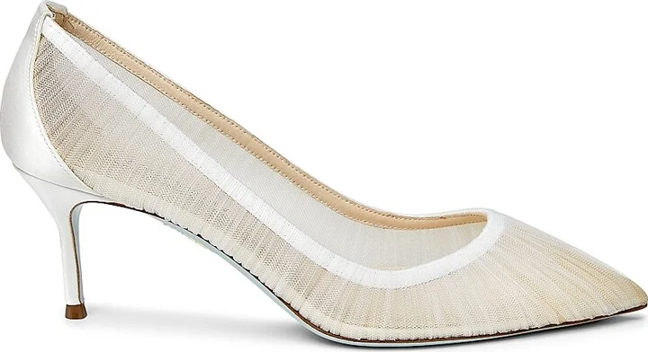Women's Voile 65MM Tulle & Satin Pumps - White - Size 5.5