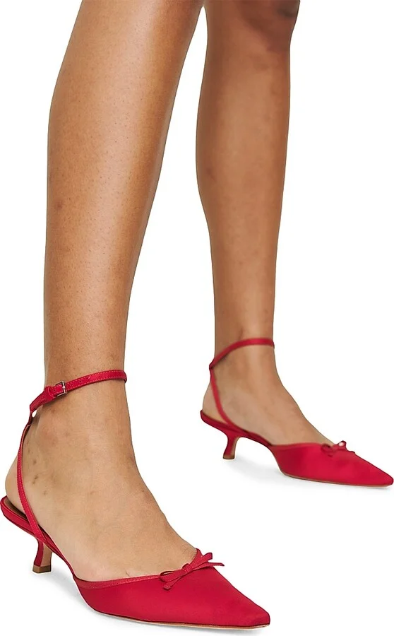 Women's Wade 50MM Satin Kitten Heels - Lipstick Satin - Size 6 - Image 5