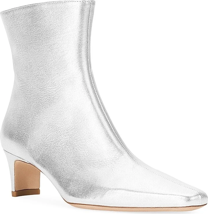 Women's Wally 55MM Metallic Leather Ankle Boots - Silver - Size 5 - Image 2